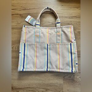 Striped Tote Bag with Multicolor Stripes